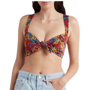 Show me your MUMU XXL Floral Knot-Front Crop Top